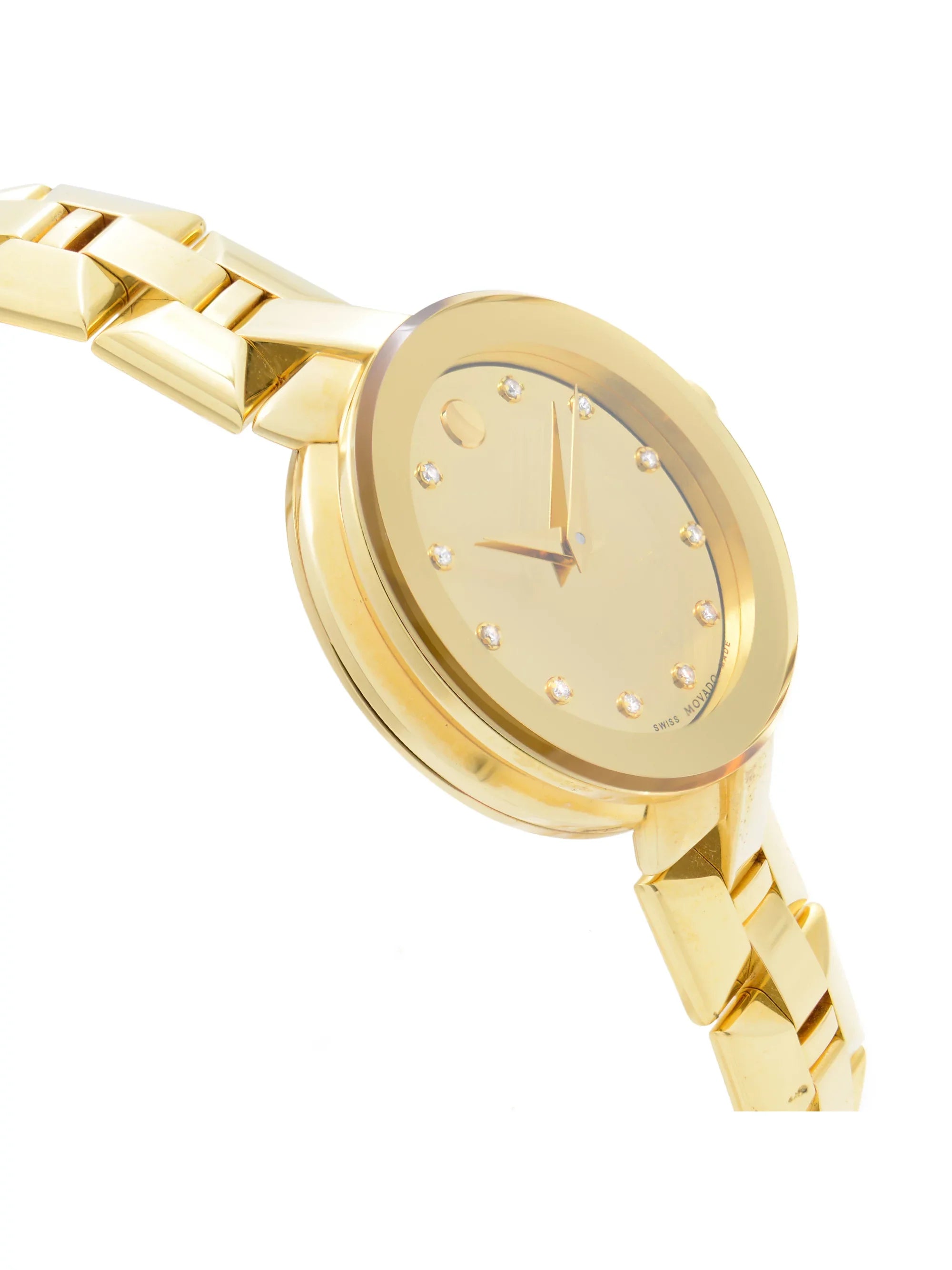 Movado Sapphire Steel Gold PVD Champagne Dial Quartz Ladies Watch 0606816