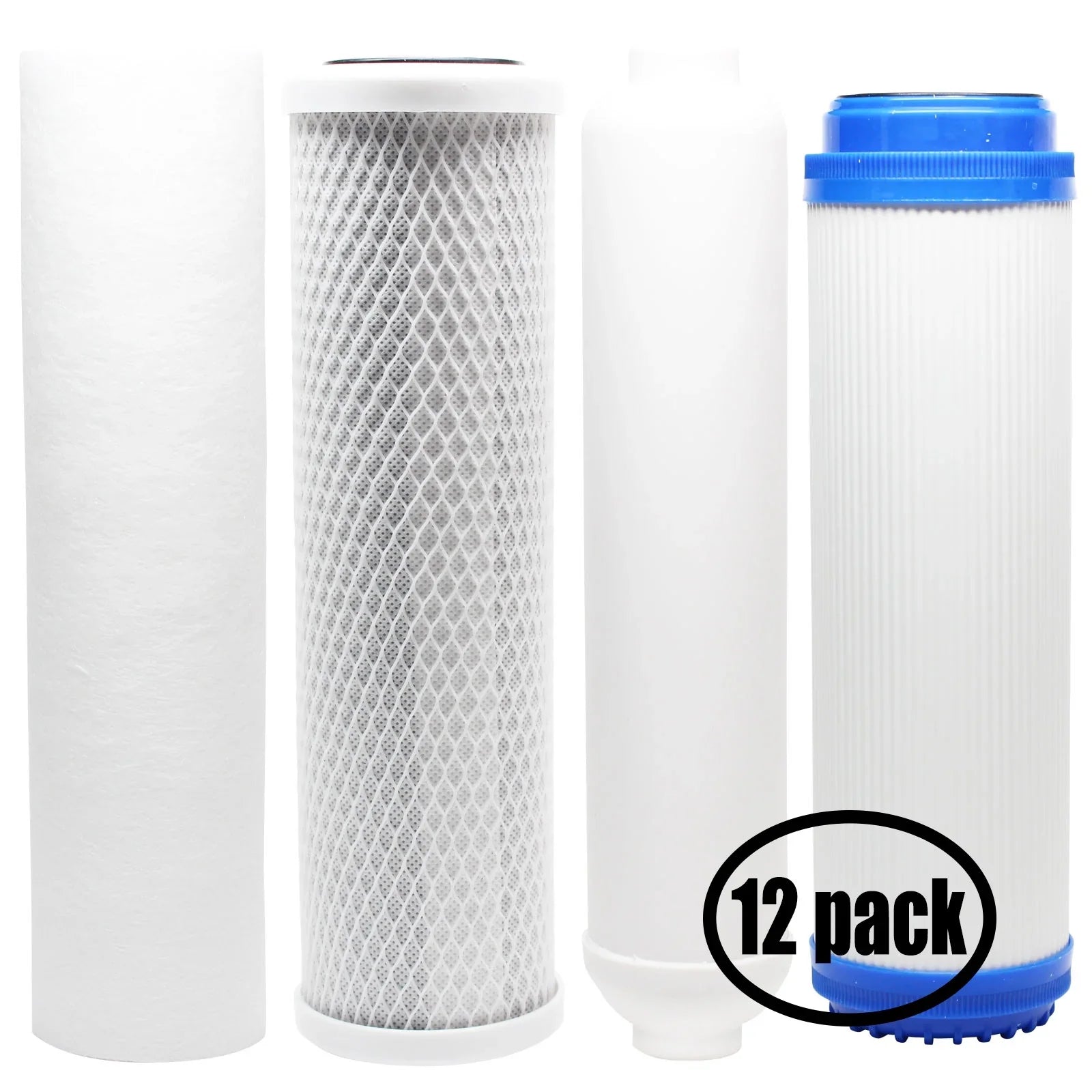 12-Pack Replacement for Filter Kit for Aquasafe Maximus II RO System - Includes Carbon Block Filter; PP Sediment Filter; GAC Filter & Inline Filter Cartridge - Denali Pure Brand