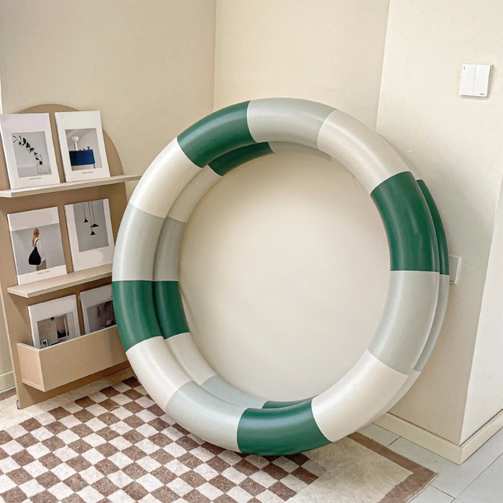 Goldmeet Inflatable Pool Baby Retro Blow Up Swimming Pool Family Cute Style Thickened Pool Green Stripe