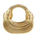 Chic Gold Vegan Leather Weave Handbag: Elegant Style for Parties; Holidays; and Dates