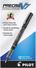 PILOT Precise V7 Stick Liquid Ink Rolling Ball Stick Pens; Fine Point; Black Ink; 12 Count (35346)