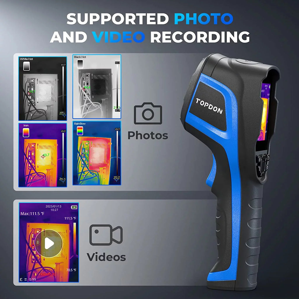 Thermal Imaging Camera; TOPDON TC004 256 x 192 IR High Resolution 12-Hour Battery Life Thermal Camera Handheld Infrared Camera