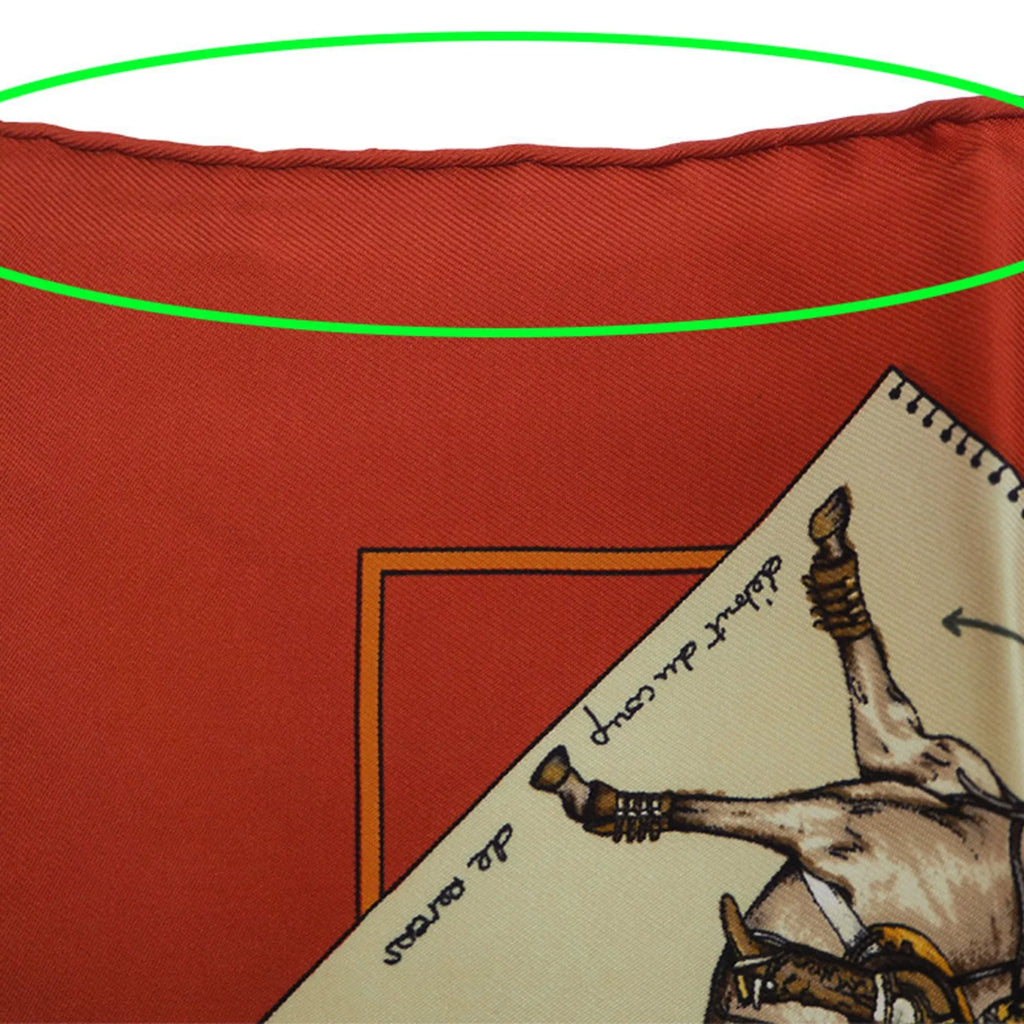 Pre-Owned HERMES Hermes Carre 40 Petit Polo World Orange Scarf Muffler (Like New)