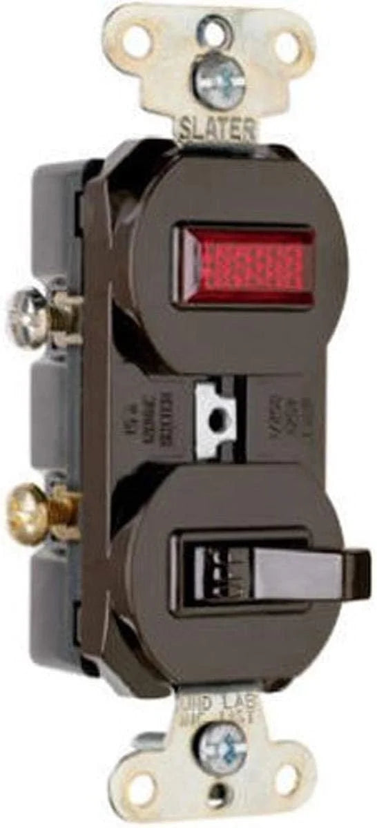 Legrand-Pass & Seymour 692GCC6 Combination Grounding Single Pole 15-Amp 120-volt Switch and Pilot Light; Brown