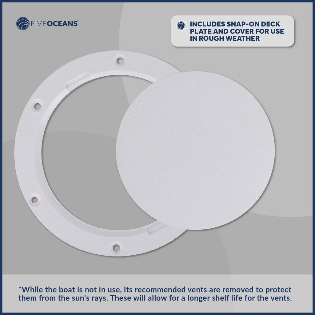 Five Oceans 3-foot Cowl Vent with Snap-On Deck Plate and Cover; Low Profile UV-Resistant and Flexible ; Red Interior; for Air Intake or Cabin Ventilation- FO88