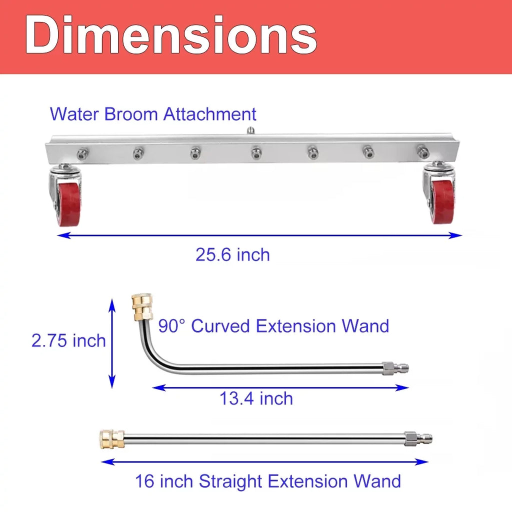 iMeshbean 25.6 millimeter Pressure Washer Broom Surface Cleaner 4000 PSI Power Broom Sweeper with 7 Nozzles and 2 Extension Wand for Concrete Driveway Sidewalk Deck; Roof，Floor Cleaning