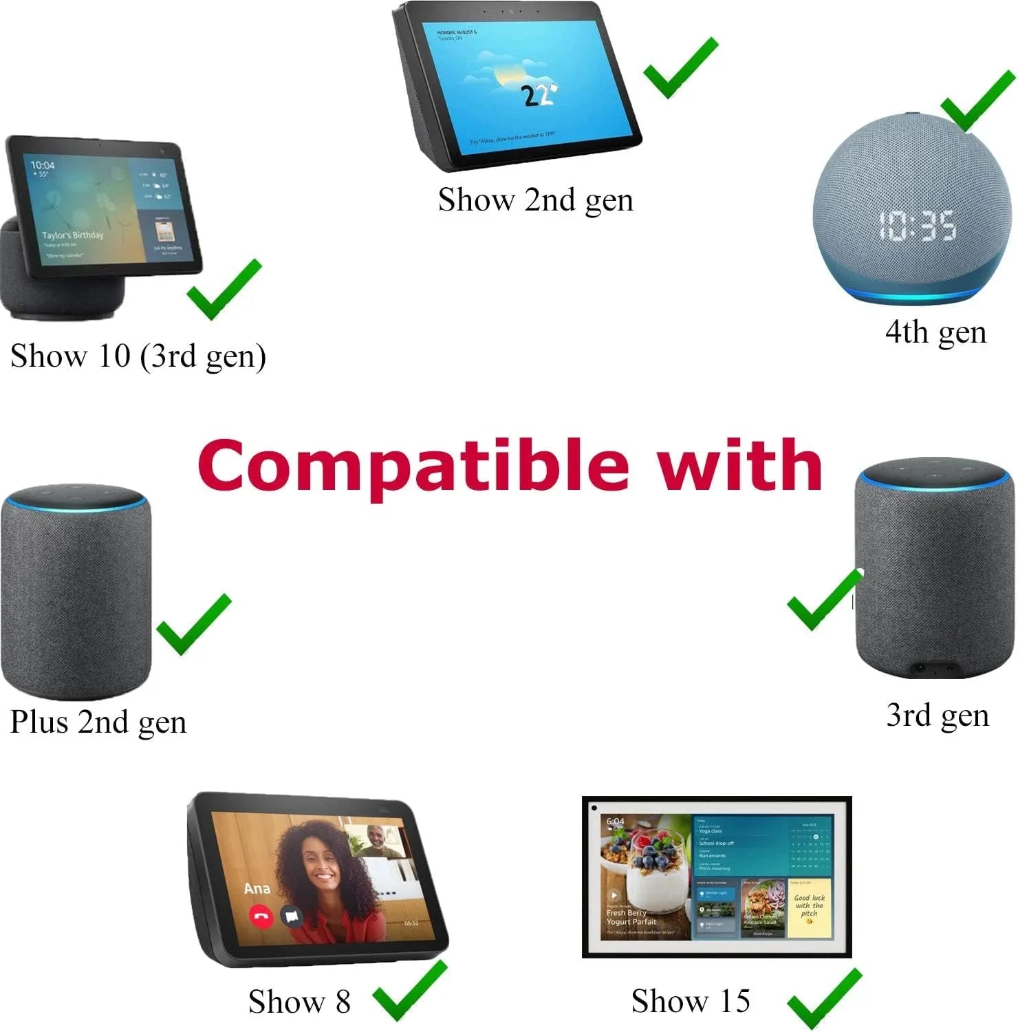 30W Power Cord Replacement for Echo Show 15/Echo Show 10 (3rd Gen)/Echo Show 8/Echo Show (2nd Gen); Echo (4th Gen);