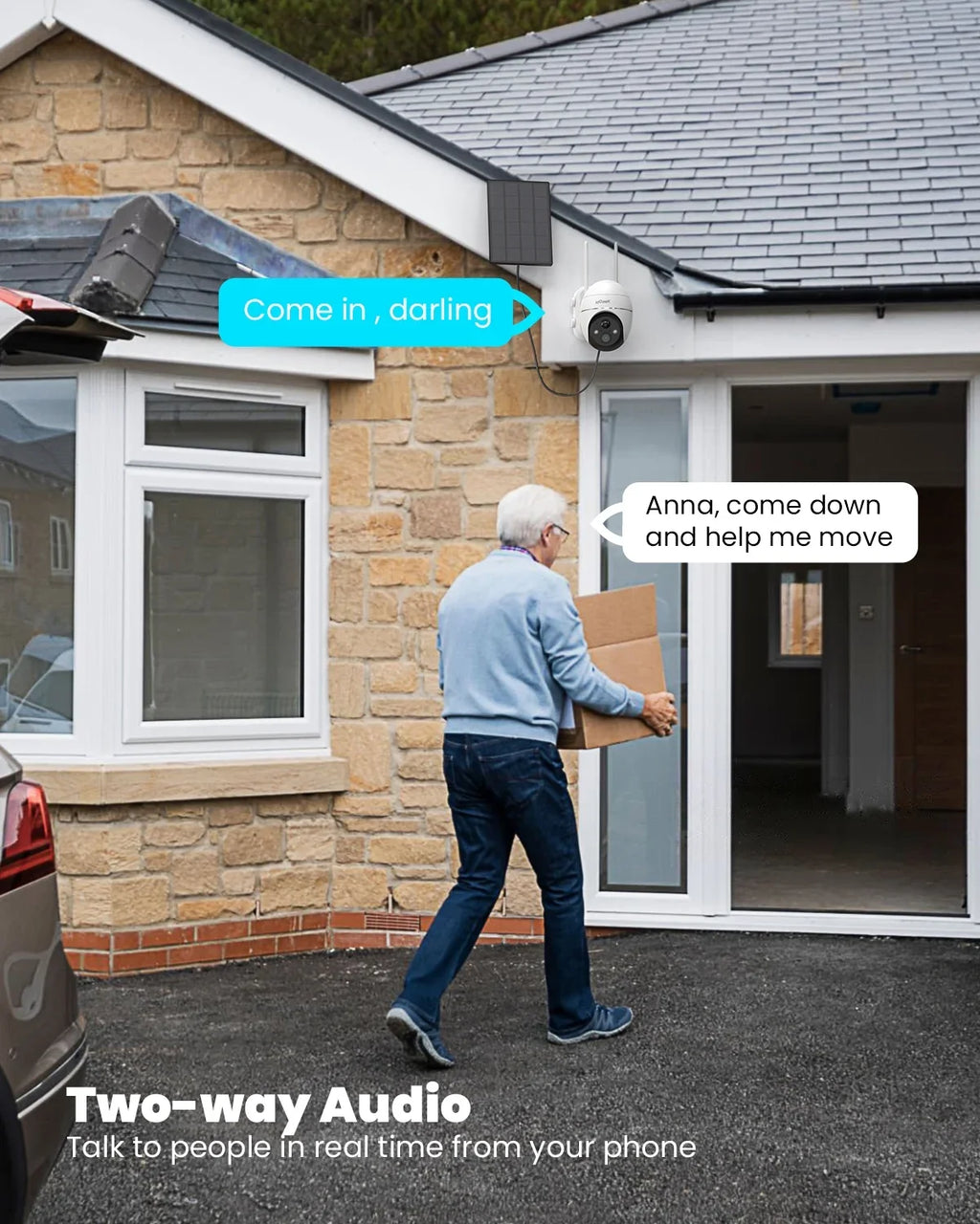 360° View PTZ Solar Security Cameras Wireless WiFi Outdoor; PIR Motion Detection; 2K/3MP Spotlight; Color Night Vision; Battery Powered Outdoor Solar Home Surveillance Camera; Work with Alexa