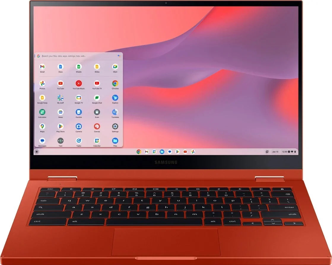 Samsung Galaxy Chromebook 2 13.3" FHD(1920 x 1080) Touchscreen 2 in 1 Laptop; Intel Core i3-10110U; 8GB LPDDR3 RAM; 128GB eMMC; Backlit Keyboard; Chrome OS; Fiesta Red with Tigology Accessories