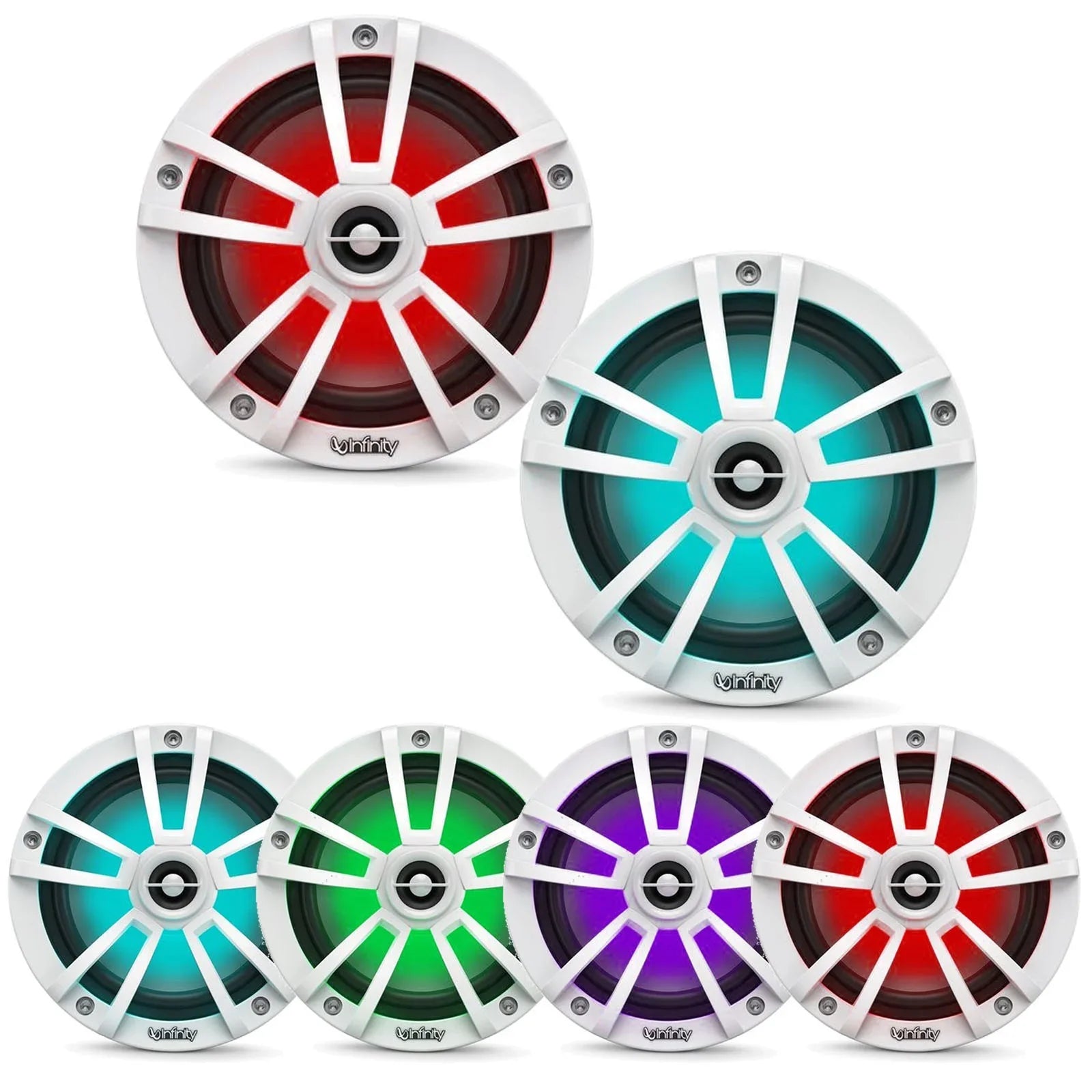 Reference 622M with RGB LED Lighting 6.5" 225-Watt High-Performance (2 Pairs; White; Bulk Packaging- OEM)