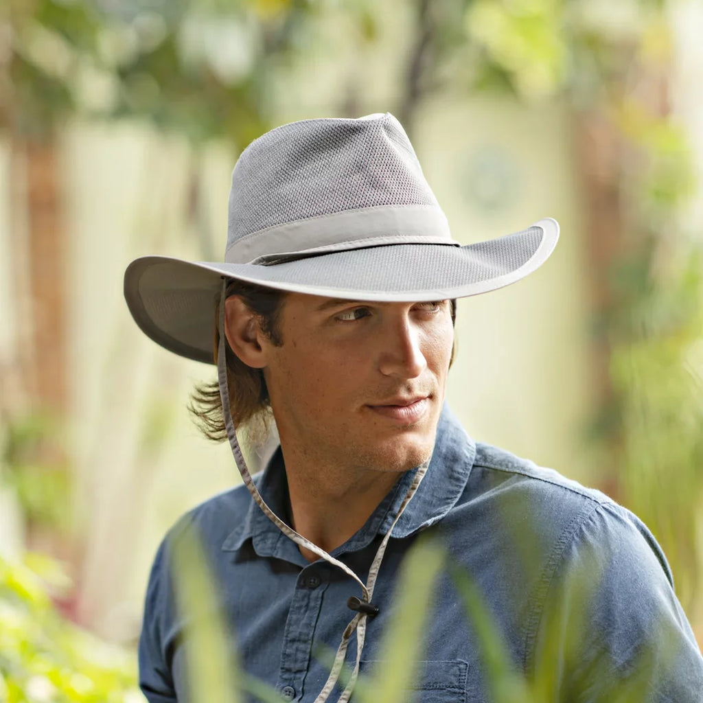 Panama Jack Mesh Crown Safari Sun Hat; 3" Brim; Adjustable Chin Cord; UPF (SPF) 50+ Sun Protection (Fossil; Large)