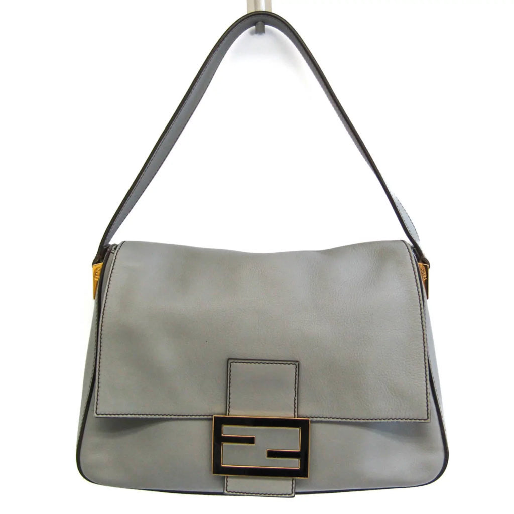 Pre-Owned Fendi Big Mamma Bucket 8BR638 Women's Leather Shoulder Bag Gray (Good)