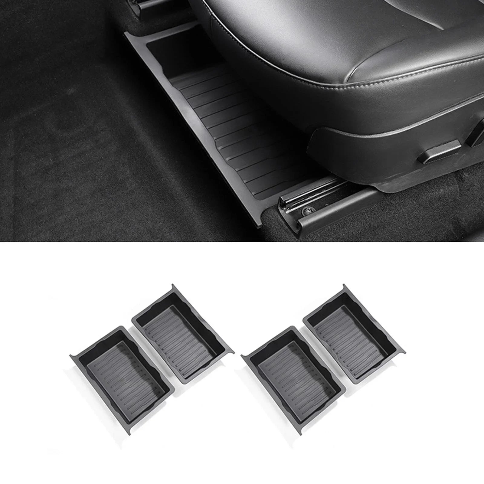 under Seat Storage Box Hidden Tray Durable Underseat Organizer Tray for Model Y