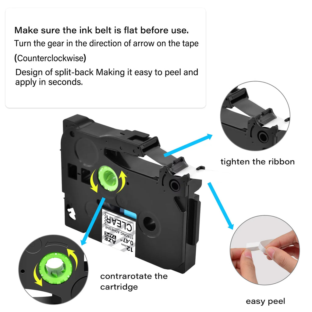 GREENCYCLE 40PK Compatible for Brother P-touch Black on Clear 12mm TZ TZe TZe-S131 TZ-S131 TZ-131 TZe-131 Extra Strength Laminated Label Tape