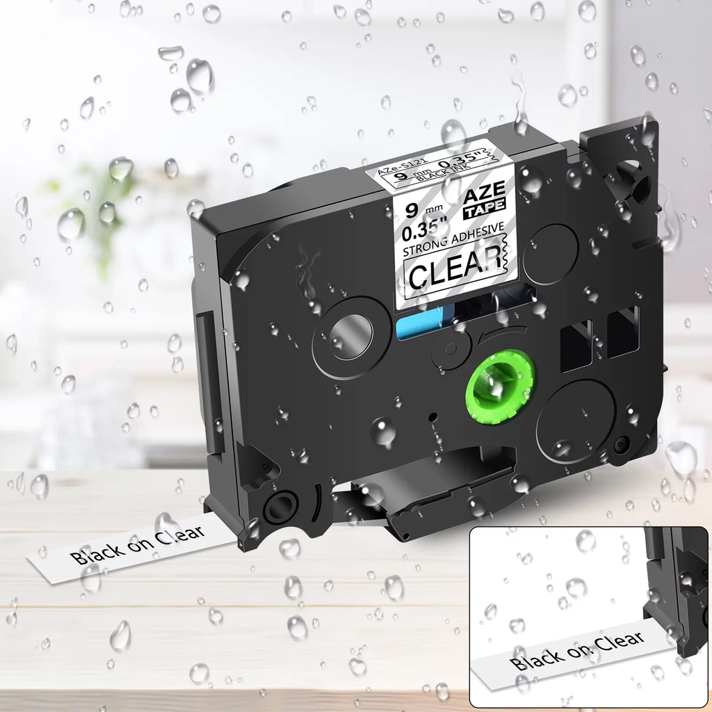 GREENCYCLE 8 Pack Compatible for Brother TZe-S121 TZ-S121 TZ-121 TZe-121 Tape 9mm 0.35'' Laminated Black on Clear Extra Strength Label Tapes use in P-Touch PT-D210 D400 D600 Label Maker 26.2ft 8m