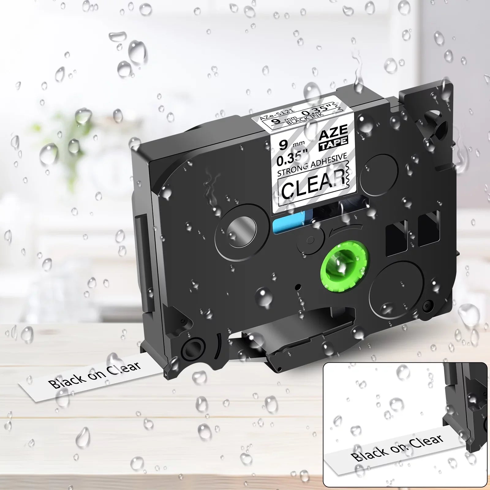 GREENCYCLE 8 Pack Compatible for Brother TZe-S121 TZ-S121 TZ-121 TZe-121 Tape 9mm 0.35'' Laminated Black on Clear Extra Strength Label Tapes use in P-Touch PT-D210 D400 D600 Label Maker 26.2ft 8m