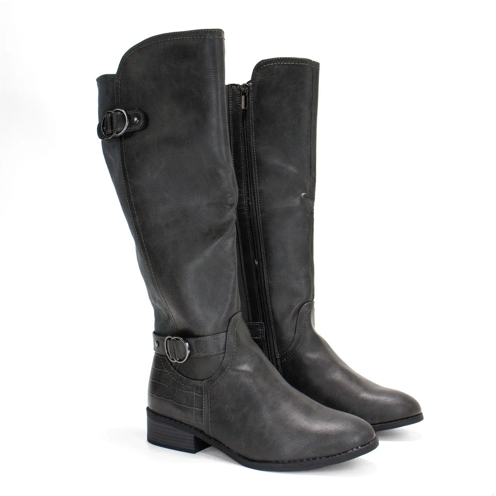 Karen Scott Women's Leandraa Extra Wide Calf Riding Boot; Grey;8 M US