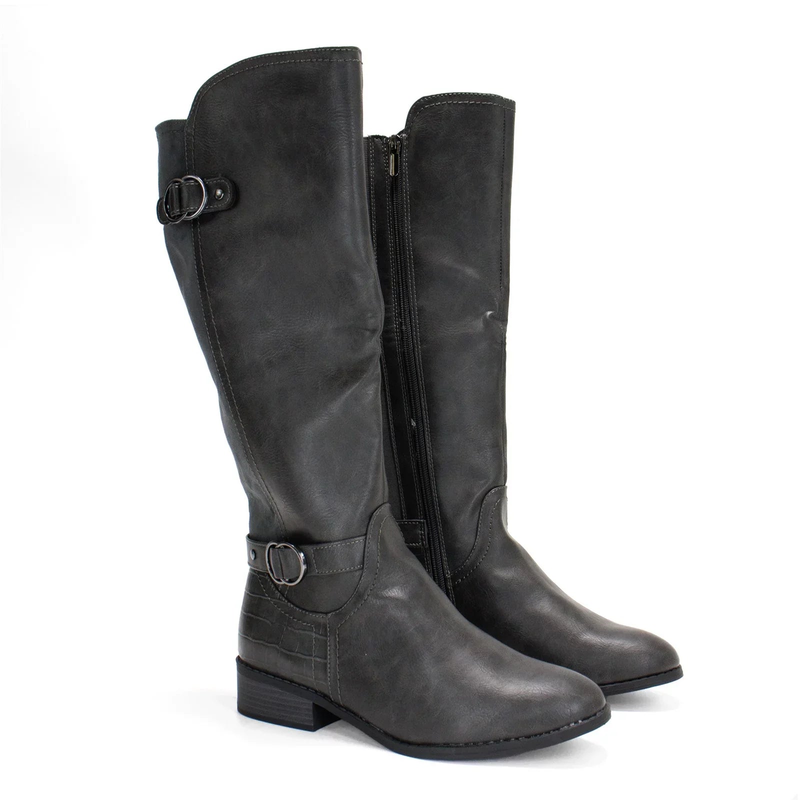 Karen Scott Women's Leandraa Extra Wide Calf Riding Boot; Grey;8 M US