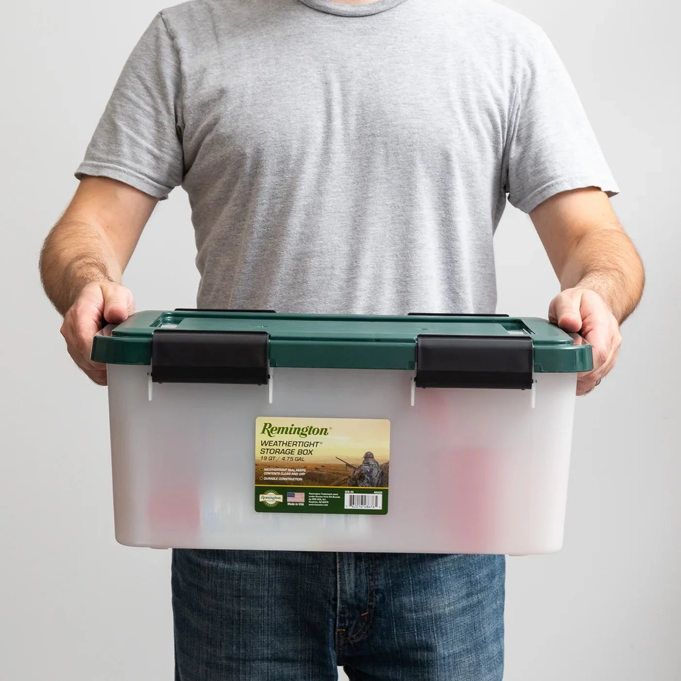 Remington® 30 Quart WeatherPro Gasket Storage Box with Buckles Hunter Green; Set of 6