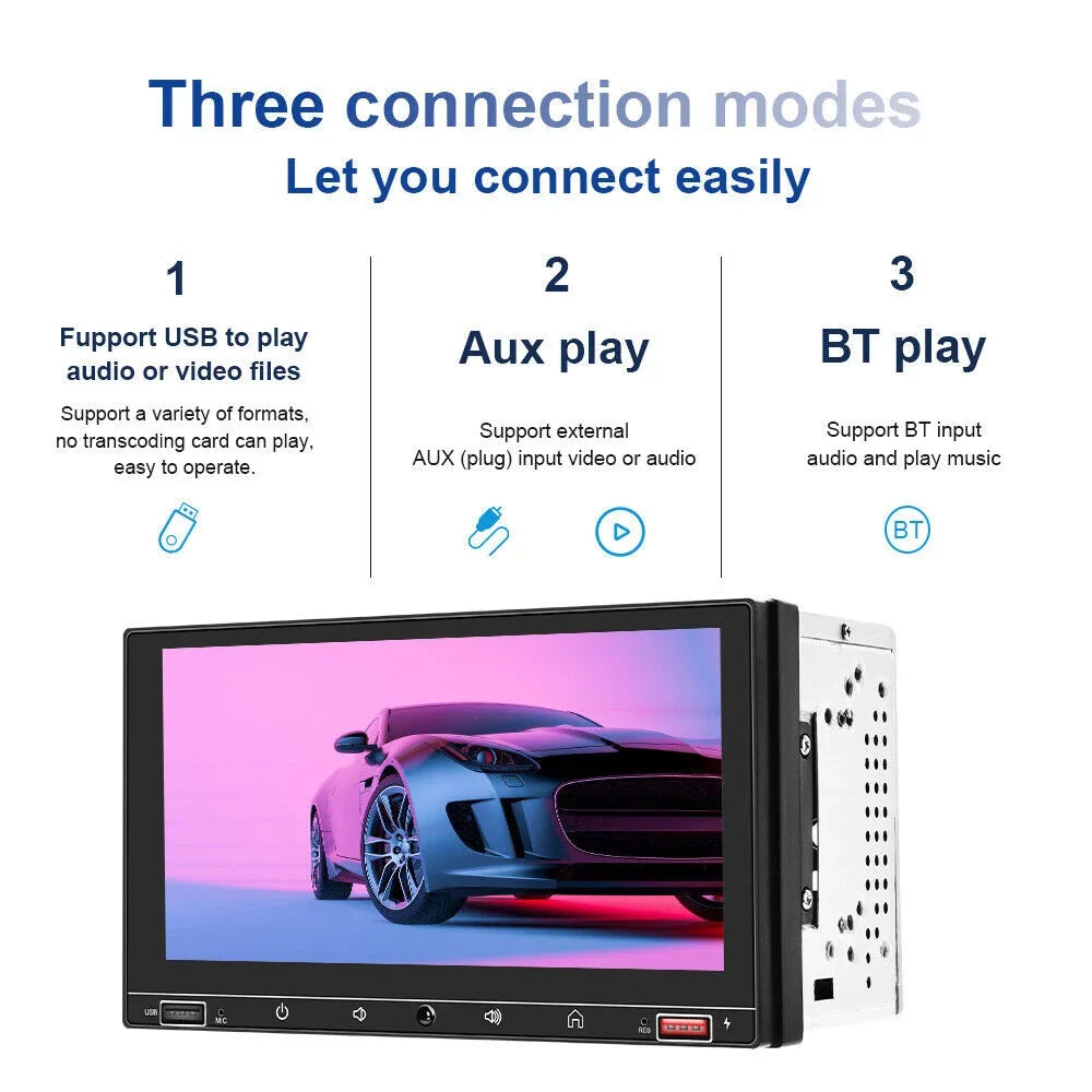 Onemayship 7" HD Screen Apple Carplay & Android Auto MP5 Player Wired Mirror Link Bluetooth AUX Fast Charge - Car Stereo System