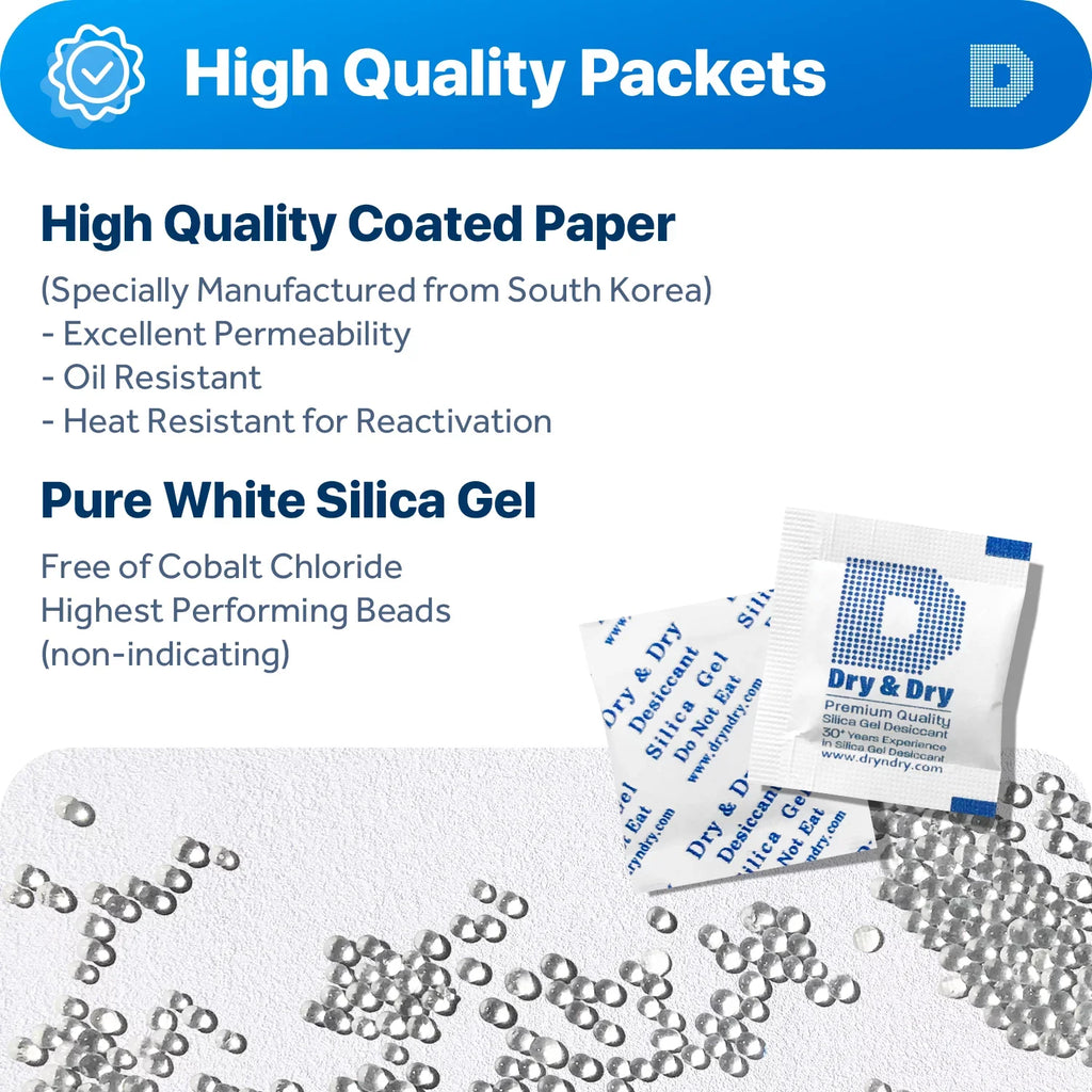 1 Gram [1000 Packs] "Dry & Dry" Premium Silica Gel Packets Desiccant Dehumidifiers - Rechargeable Paper (FDA Compliant)