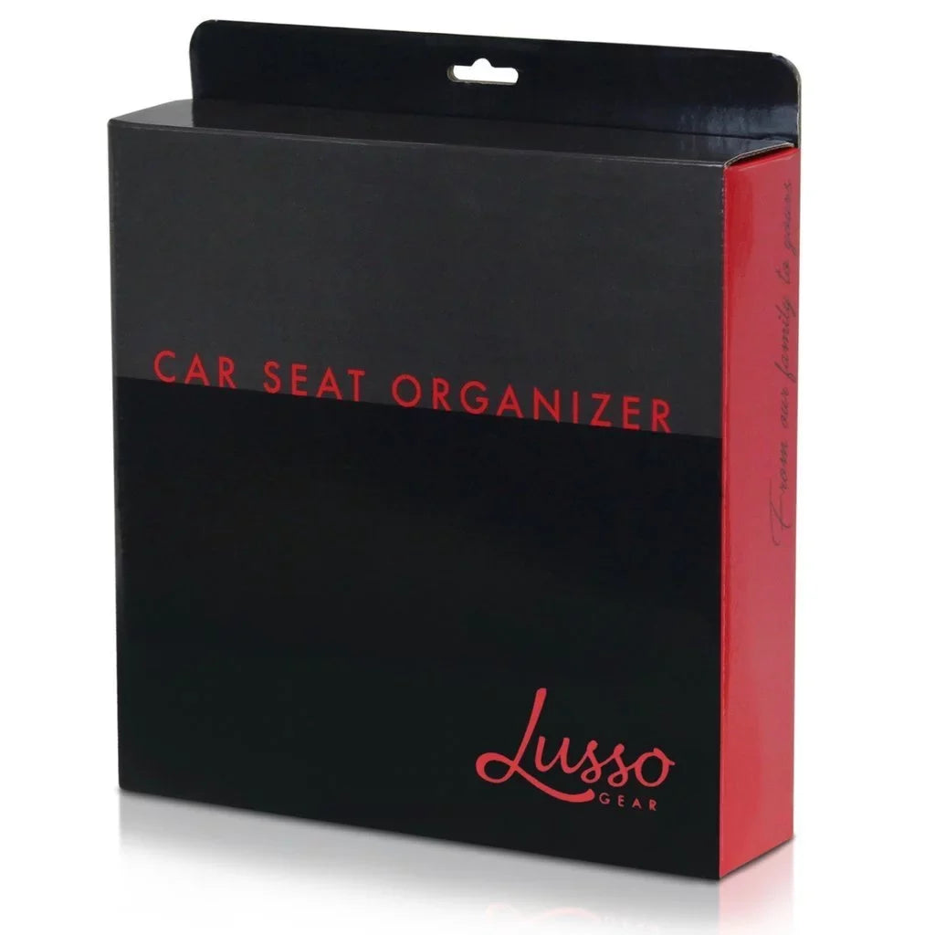 Lusso Gear Car Seat Organizer Front/Backseat with Black Stitching Great for Adults; Kids Featuring 8 Storage Compartments for Toys; Magazines; Tissues; Maps; Books; Documents; Games and More