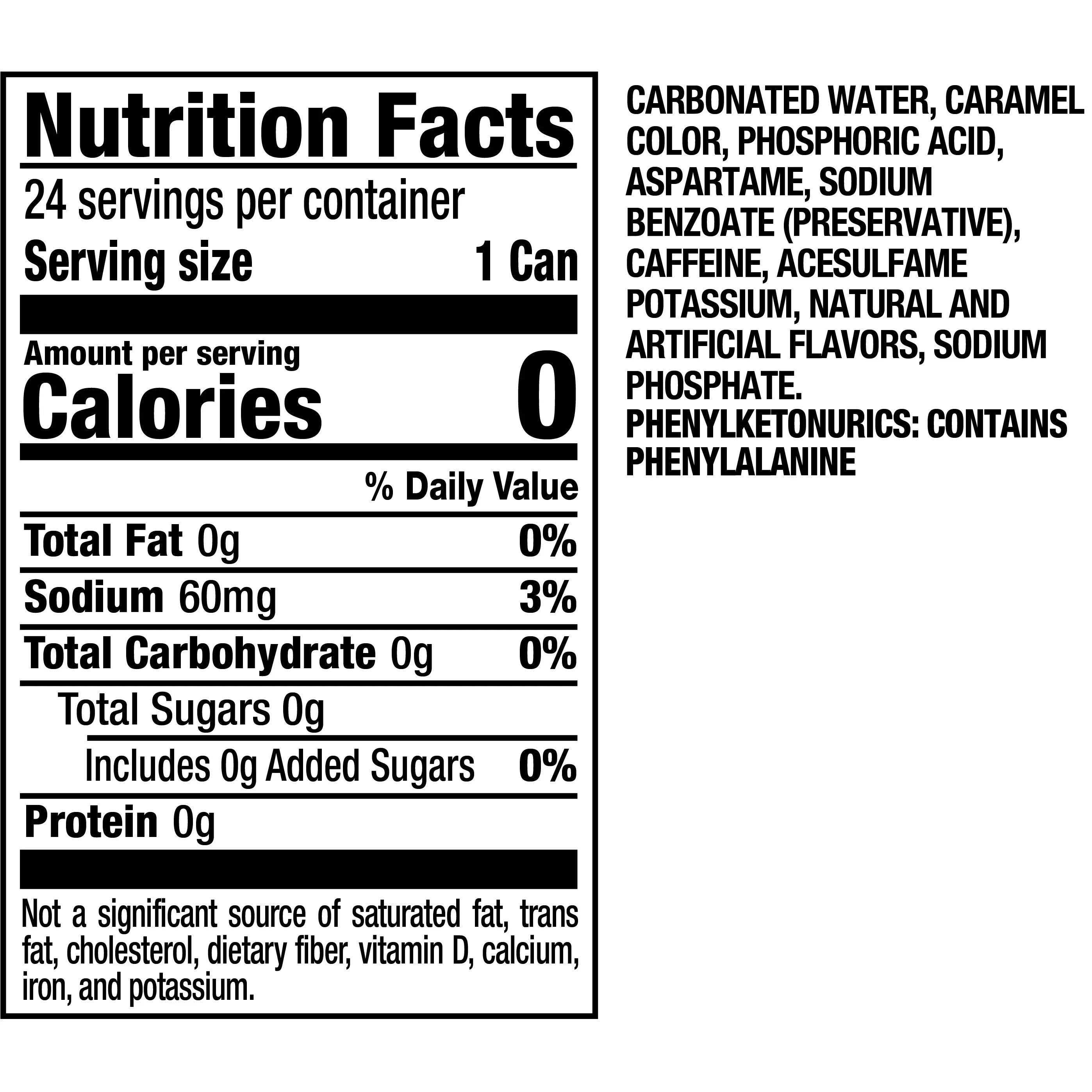 Dr Pepper Zero Sugar Soda Pop; 12 fl oz; 24 Pack Cans