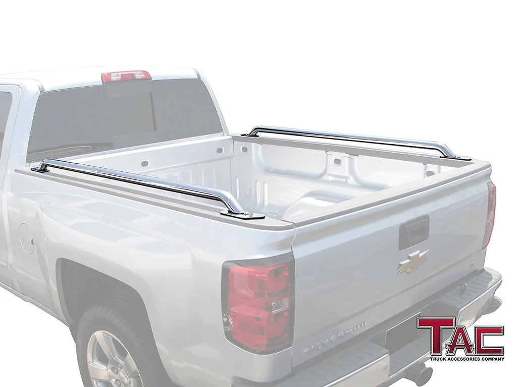 TAC Bed Rails Fit 2014-2024 Chevy Silverado/GMC Sierra 1500 6.5ft Standard Bed(Excl. Denali CarbonPro Editions) 304 Stainless Steel Truck Side Rails Accessories 2pcs