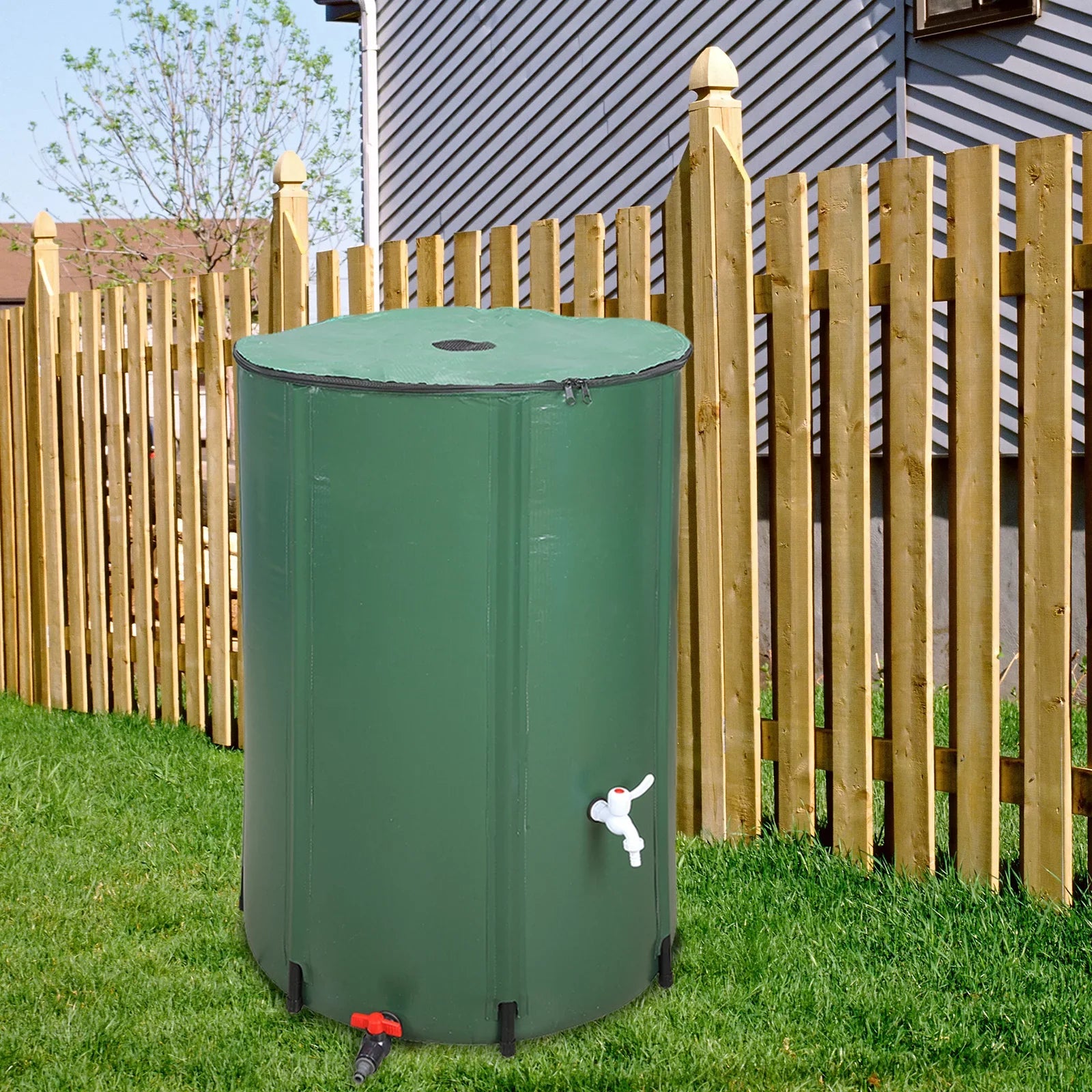 UBesGoo 100 Gallon Collapsible Rain Barrel; Portable Storage Tank; Rainwater Collection System Downspout