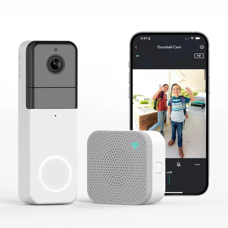Wyze Video Doorbell Pro — Battery; Wireless Doorbell Camera w/ QHD Video; Adhesive Sticks to Walls; 1:1 Aspect Ratio; 2-Way Audio; Color Night Vision; Works w/ Alexa and Google Assistant