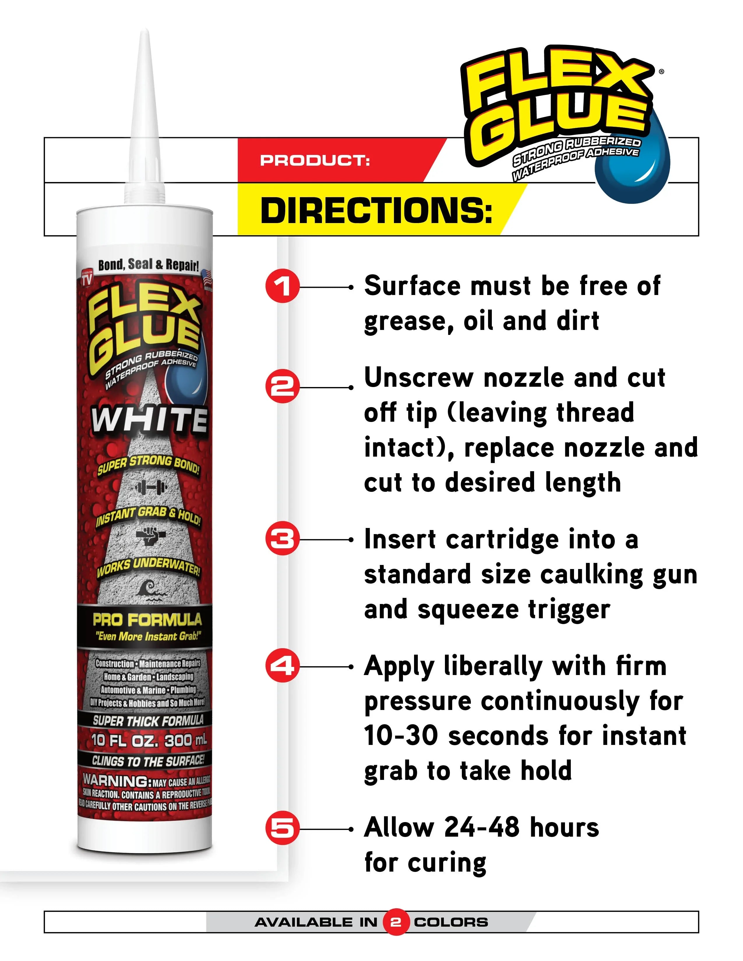 Flex Seal Family Of Products Flex Glue White Rubberized Liquidproof Adhesive 10 Oz