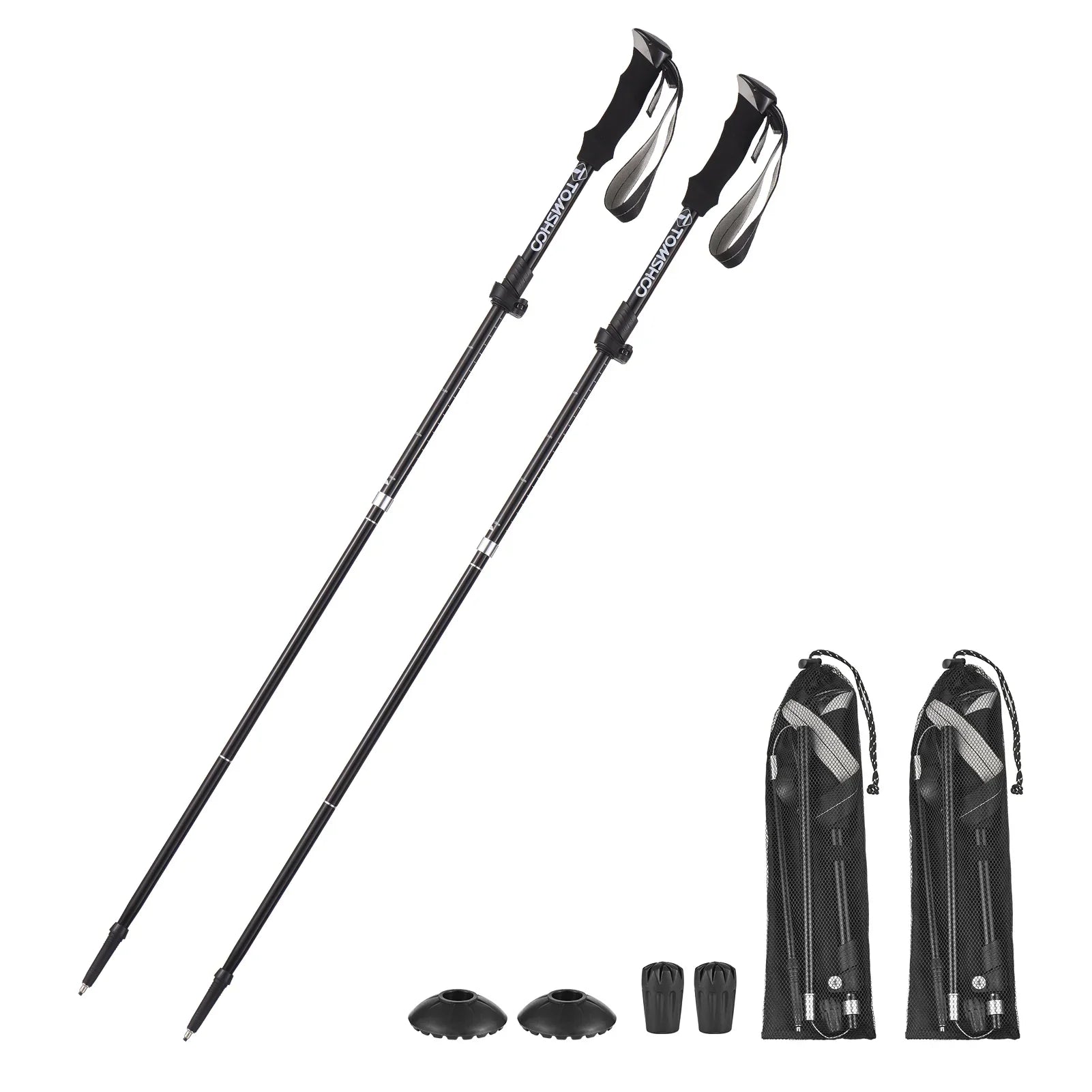 TOMSHOO Lightweight Collapsible Trekking Pole Set for Hiking Camping Backpacking Sturdy and Portable
