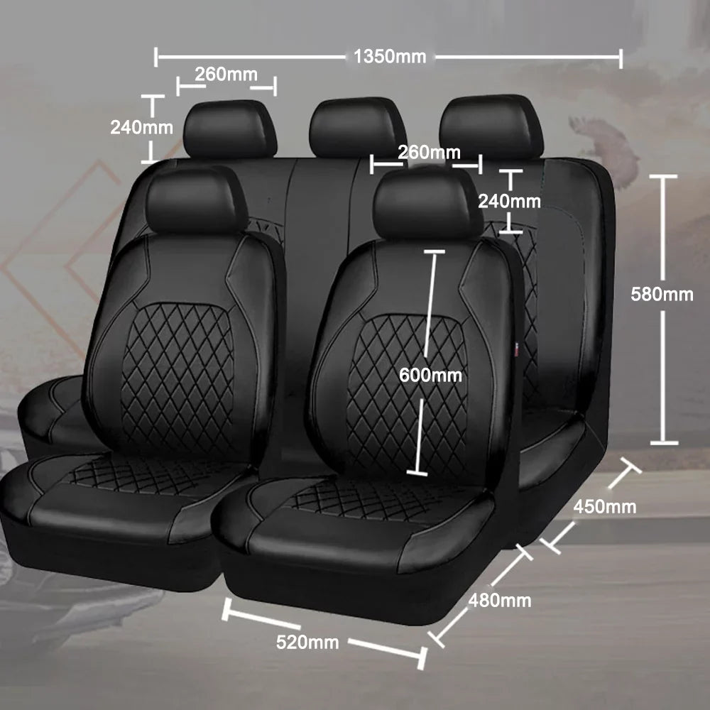 Andoe 9 Pcs Car Seat Cover; 5 Seats PU Leather Universal Seat Cover Full Set Auto Interior Accessories for Auto Trucks Van SUV