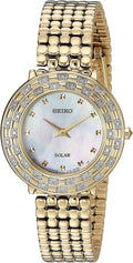 Seiko Women's Tressia Gold Tone Stainless Steel Solar Diamonds Watch SUP374