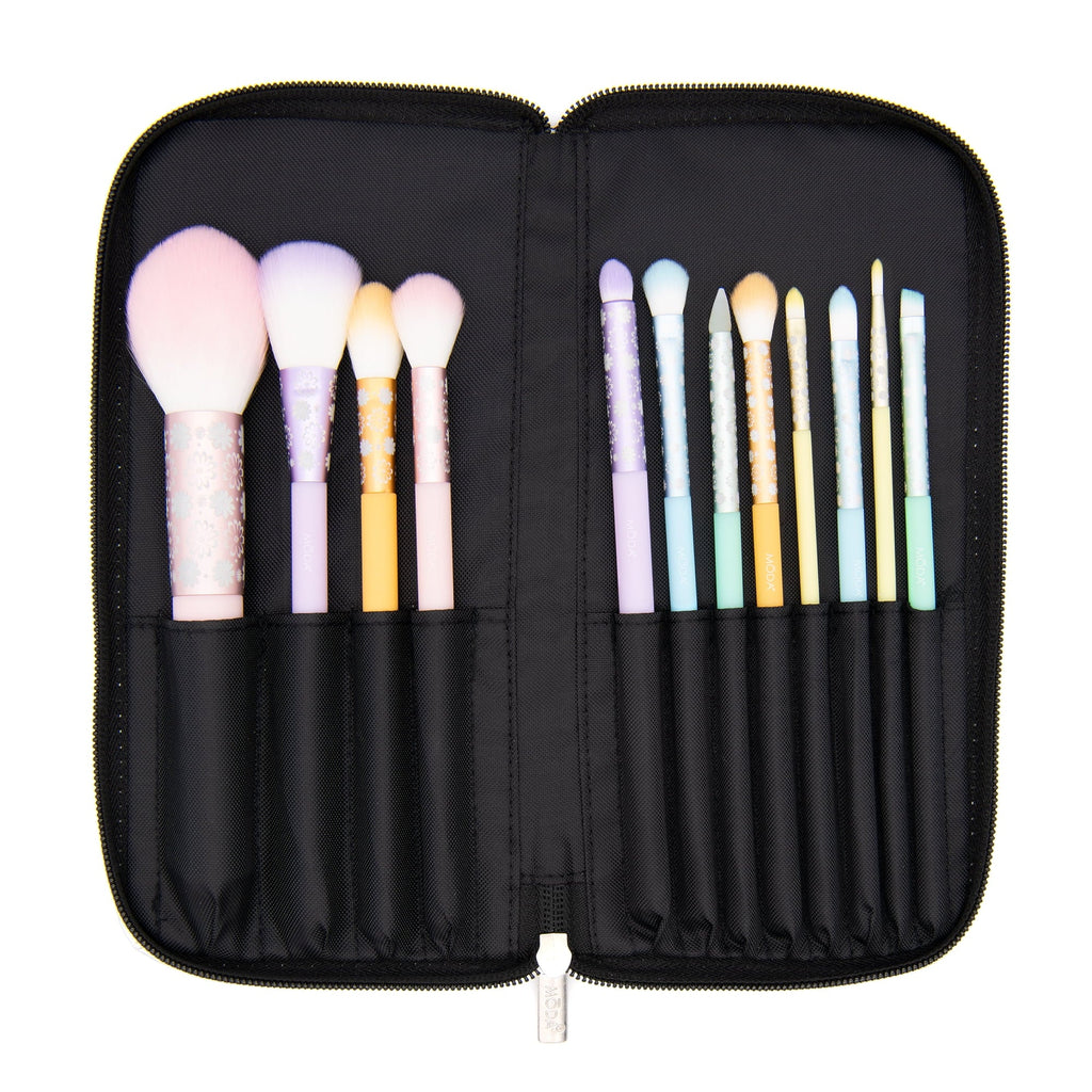 Moda Brush Posh Pastel Signature 13pc Makeup Brush Set; Includes Highlighter; Crease; and Shader Makeup Brushes
