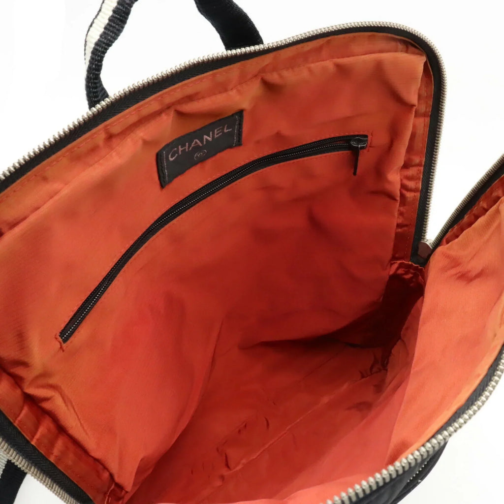 Pre-Owned CHANEL Chanel Old Travel Line Rucksack Backpack Daypack Nylon Jacquard Black (Good)
