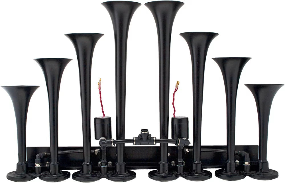 Vixen Horns OCTOPOD Train Horn Kit for Trucks/Car/Semi. Complete Onboard System- 200psi Air Compressor; 3 Gallon Aluminum Tank; 8 Trumpets.Super Loud dB.Fits Vehicles like Pickup/Jeep VXO4830AB/8124XB