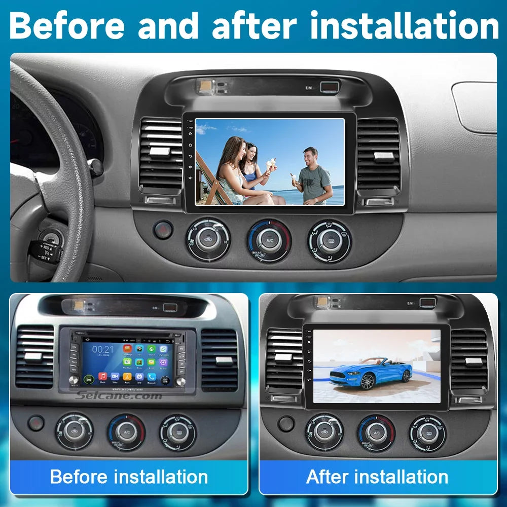 Podofo 2+64G Android 13 for Toyota Camry 2000-2003 Wireless Carplay Android Auto Mirror Link 9'' Touch Screen Car Stereo Radio WIFI GPS FM Bluetooth Hifi; AHD Backup Camera