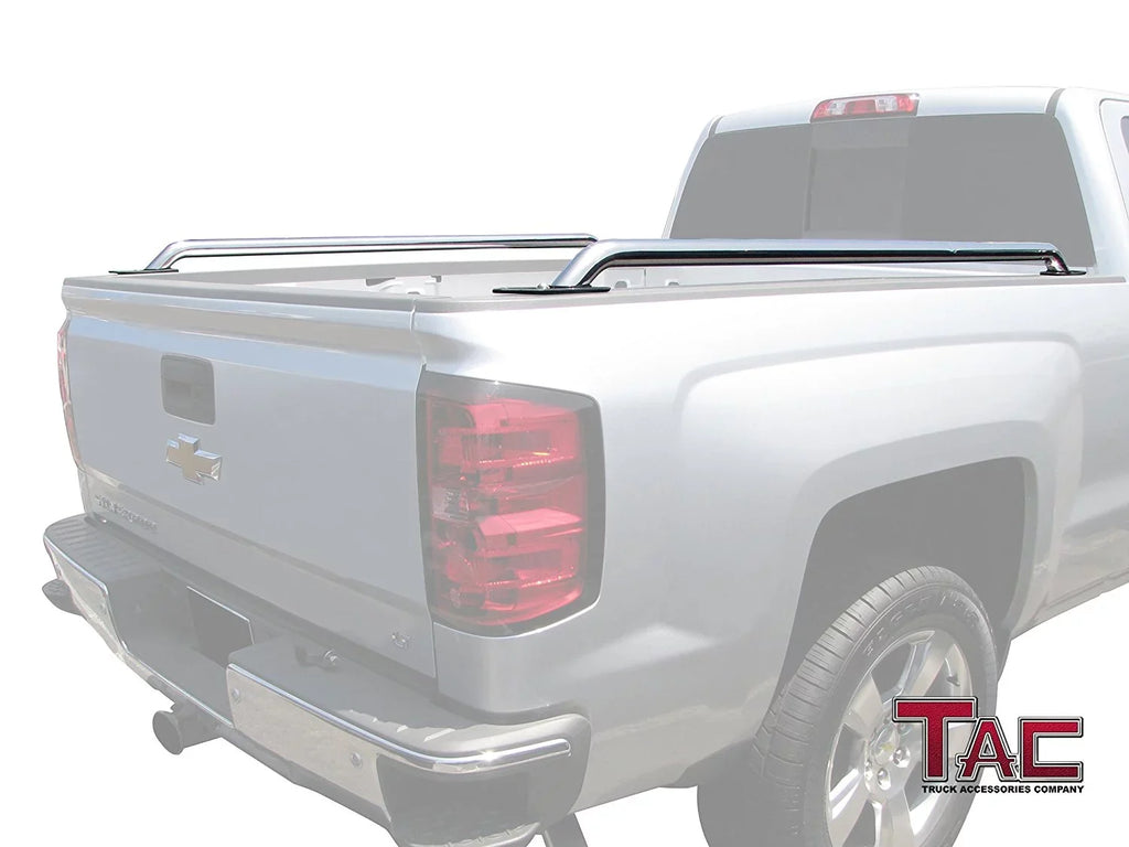 TAC Bed Rails Fit 2014-2024 Chevy Silverado/GMC Sierra 1500 6.5ft Standard Bed(Excl. Denali CarbonPro Editions) 304 Stainless Steel Truck Side Rails Accessories 2pcs