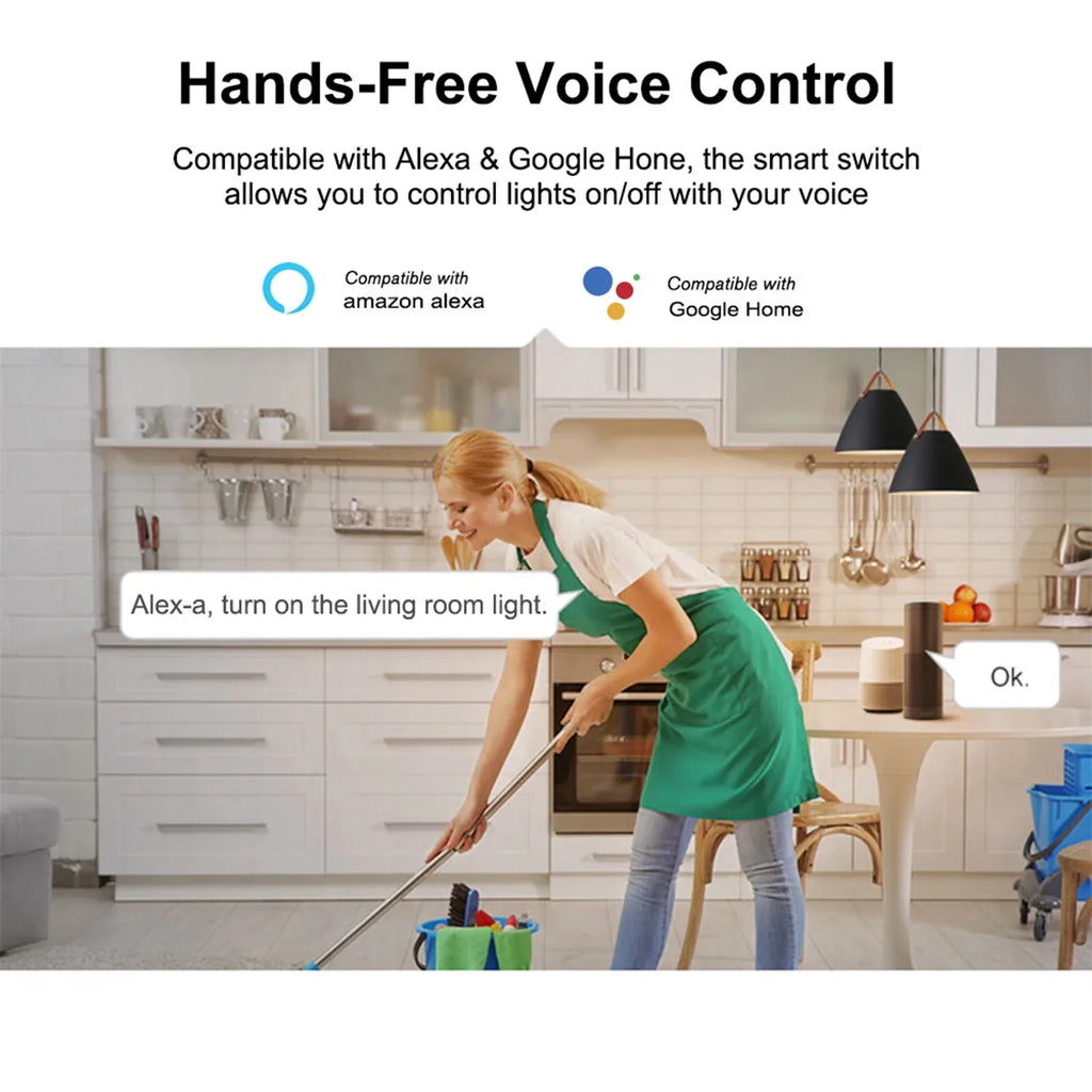 T3US2C-TX 2 Gang Smart WiFi Wall Light Switch 433Mhz RF Remote Control APP/Touch Control Timer US Standard Panel Smart Switch Compatible with Google Home/Nest & Alexa