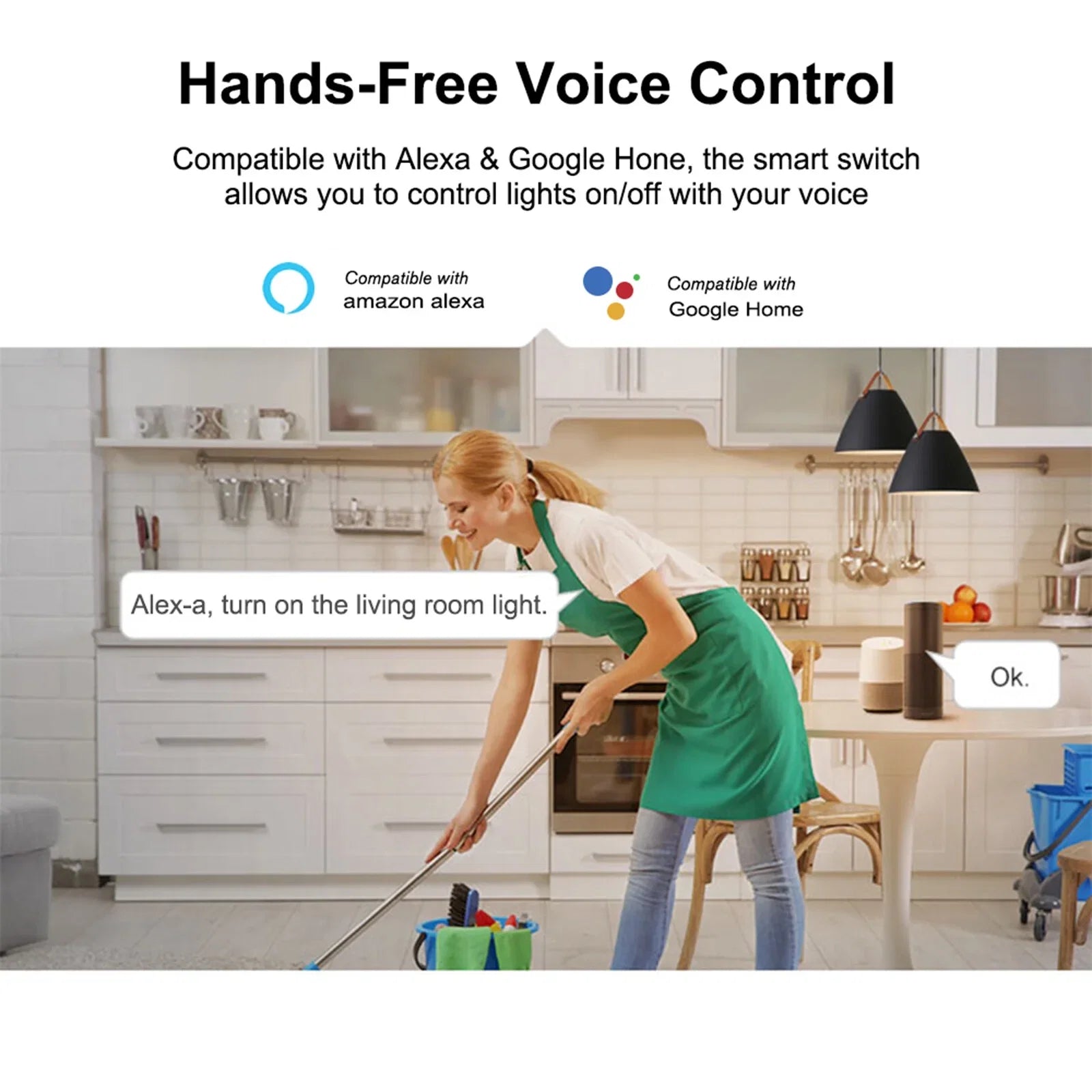 T3US2C-TX 2 Gang Smart WiFi Wall Light Switch 433Mhz RF Remote Control APP/Touch Control Timer US Standard Panel Smart Switch Compatible with Google Home/Nest & Alexa