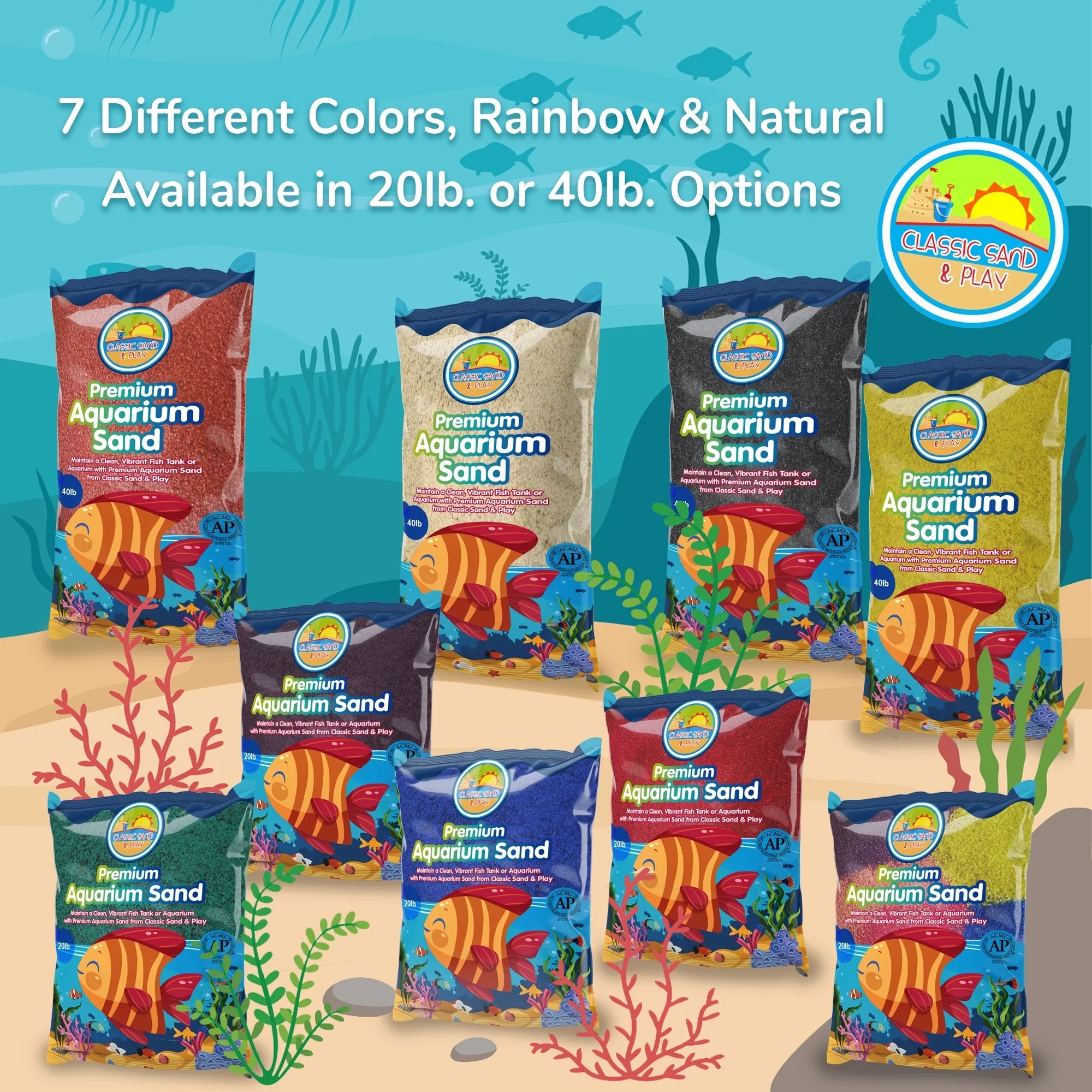 CLASSIC SAND & PLAY Natural Aquarium Sand for Freshwater and Saltwater Tanks; 40 lb. Orange