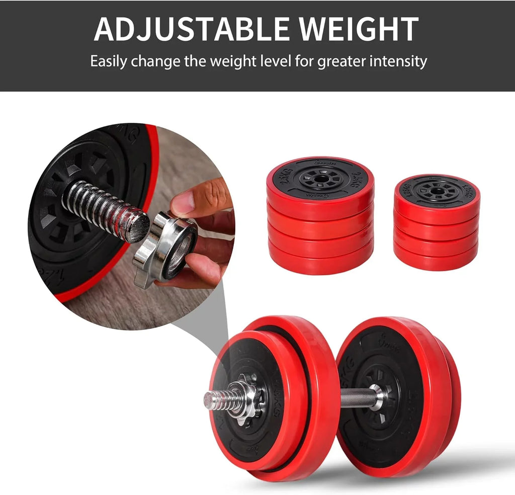 Soozier Adjustable Dumbbell Set; Convertible to Barbell Weight Set for Home Gym Women and Men Weight Lifting Training