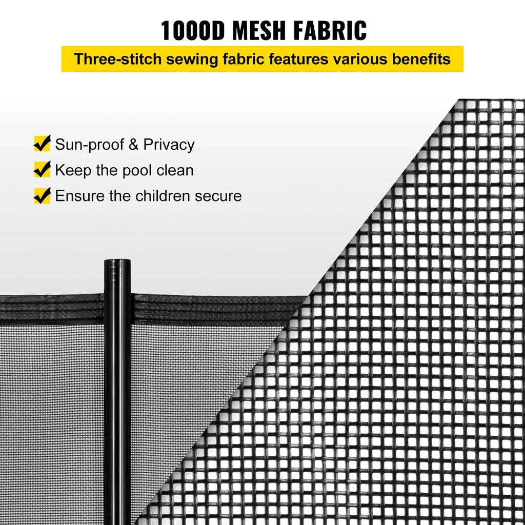 Pool Fencing Mesh; 4 x 12 ft Swimming Pool Fence; 1000D Fabric Removable Pool Fence with Aluminum Poles and Foot Tubes; Breathable Pool Fences for Inground Pools for Security and Privacy