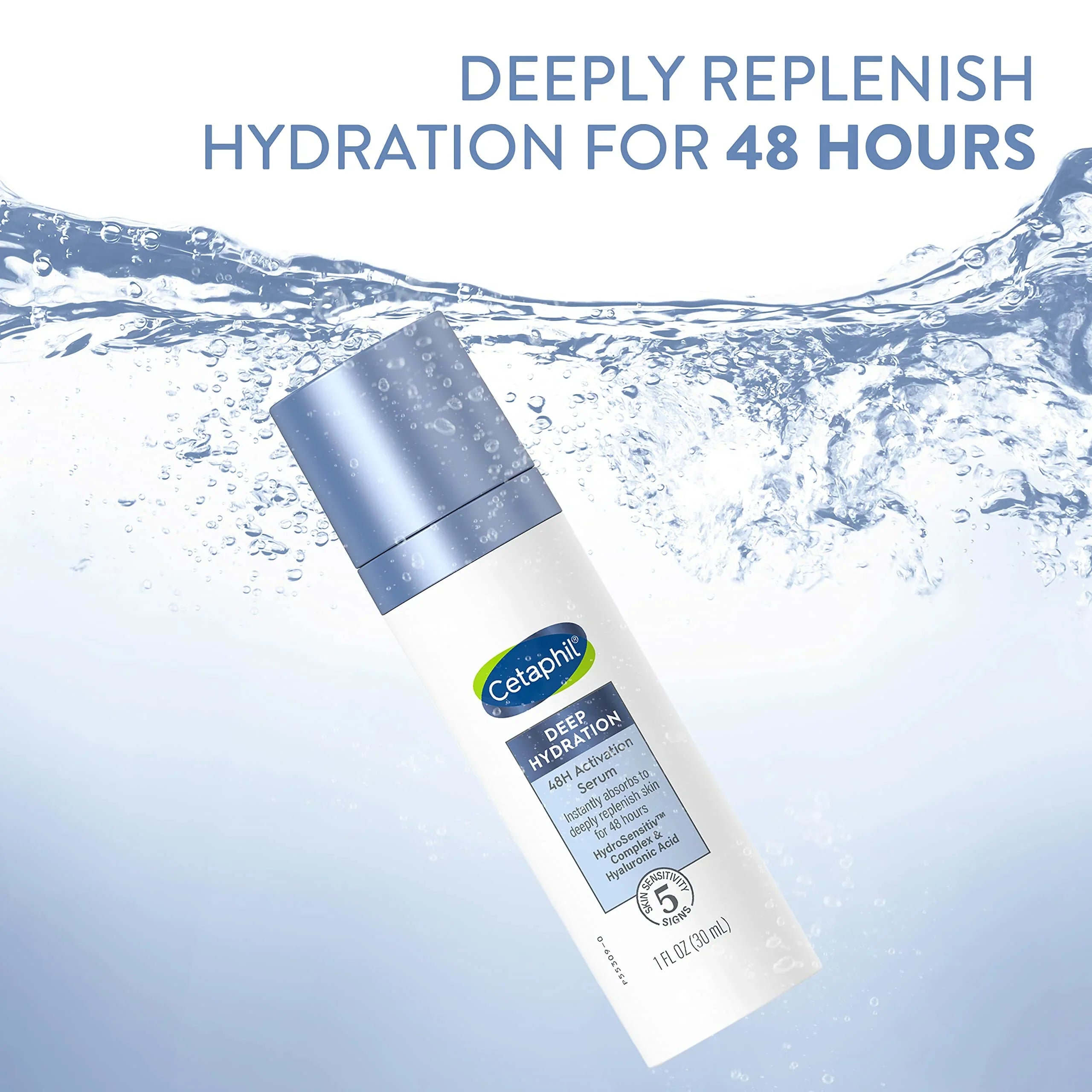 Cetaphil Deep Hydration Fragrance Free 48 Hour Activation Serum; 1 Fl Oz; 48Hr Dry Skin Face Moisturizer For Sensitive Skin; With Hyaluronic Acid; Vitamin E & B5; Dermatologist Recommended