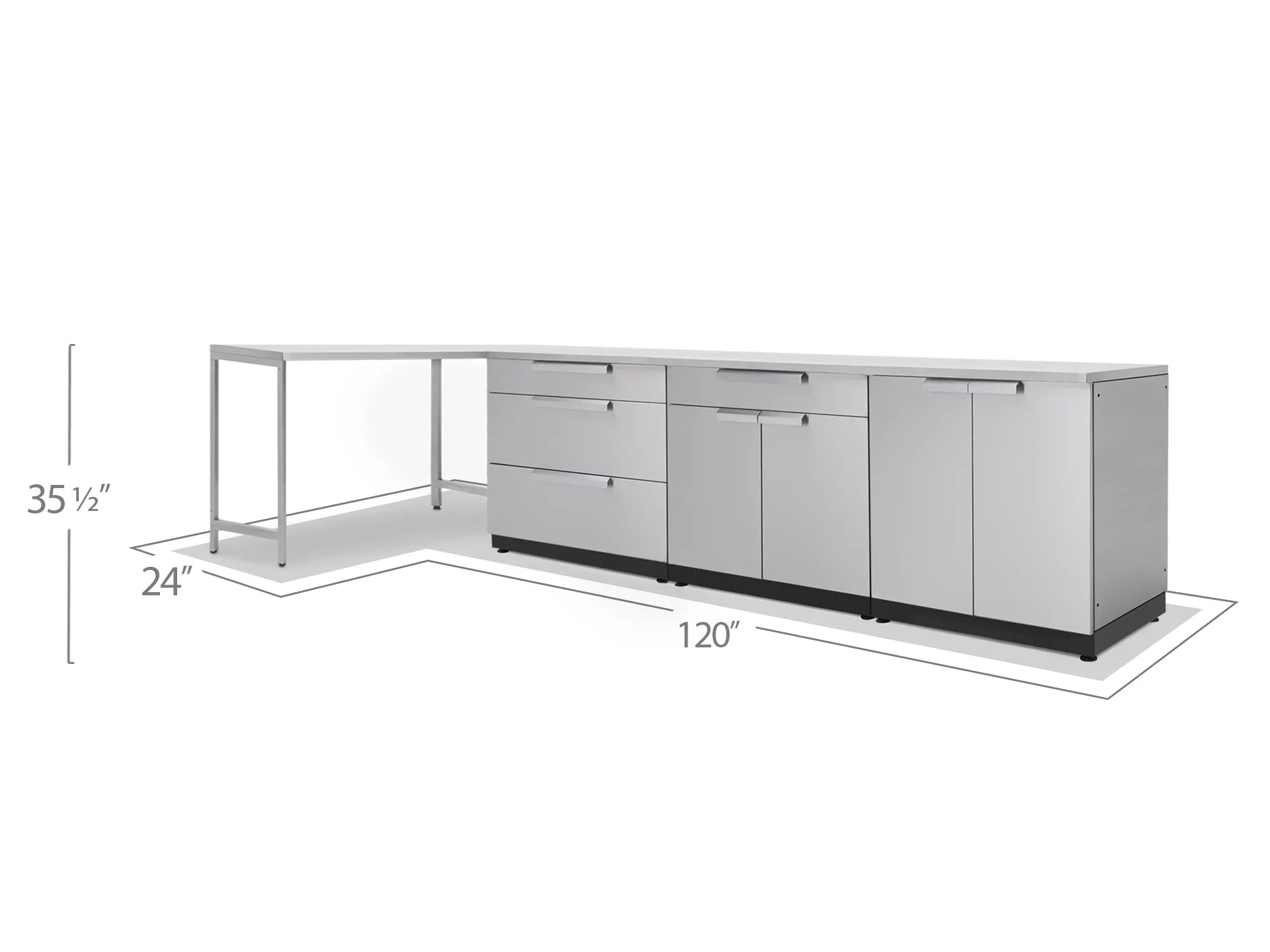 Outdoor Kitchen 5 Piece Cabinet Set in Stainless Steel with Countertops