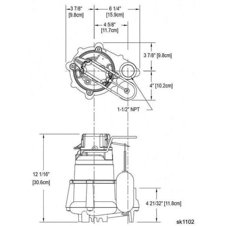 Zoeller HP 1/2;Sump Pump;Vertical Float 98-0077