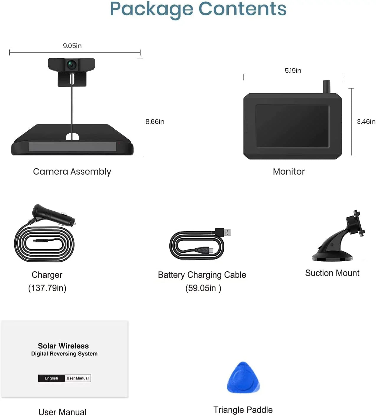 Solar Wireless Backup Camera for Trucks;3 Mins DIY Installation with Digital Signal ;Liquidproof Reverse Hitch Trailer Rear View Camera for Car;Truck;Small RV(SunGo Pro)