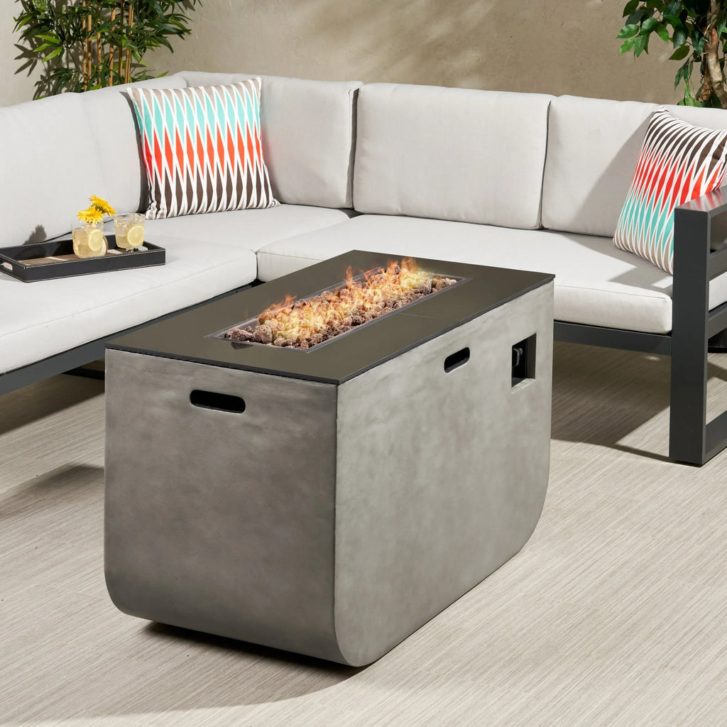Christopher Knight Home Adio Outdoor 50;000 BTU Modern 40-inch Rectangular Lightweight Concrete and Ceramic Fire Pit Table by