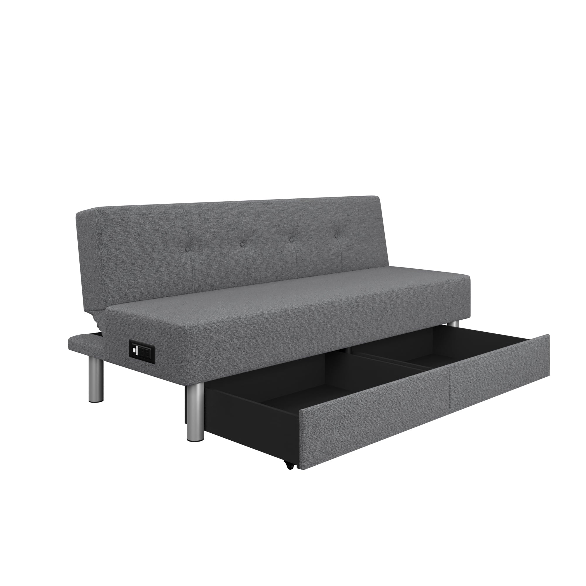 Serta Windsor Futon with Storage and Power; Gray Fabric